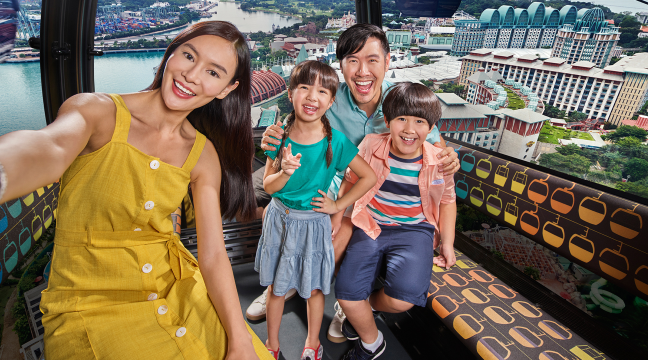 family in cable car